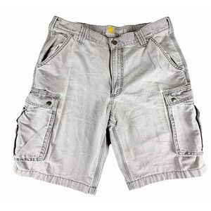 Carhartt Relaxed Fit Cargo Shorts Mens 36 Gray Workwear Utility Outdoor
